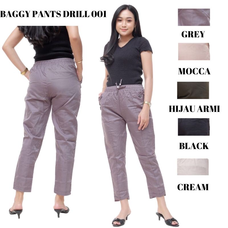 BAGGY PANTS PREMIUM AMERICA DRILL GRADE A CELANA PANJANG WANITA