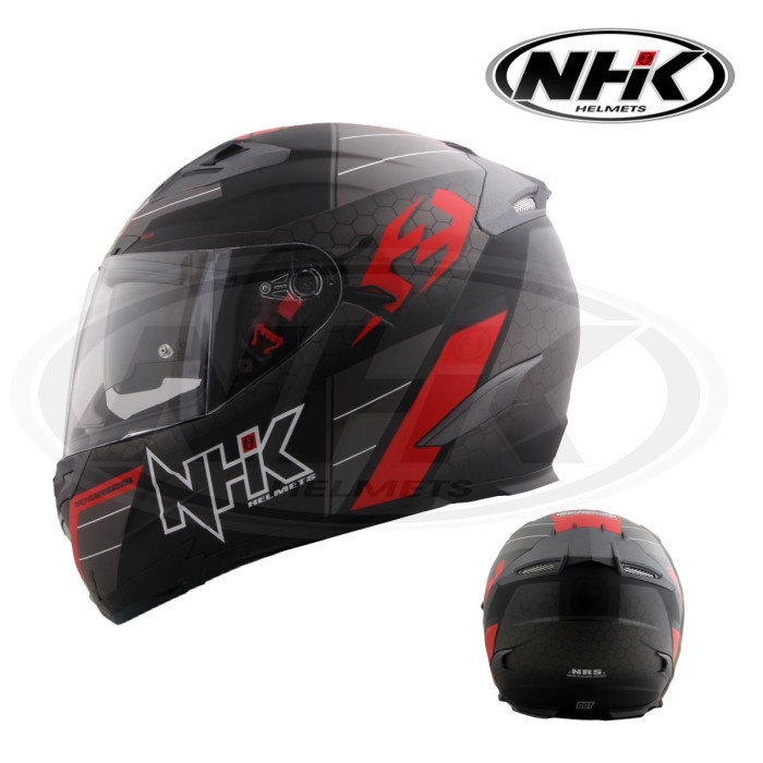 HELM NHK RX9 NAVY BLACK RED DOFF DOUBLE VISOR