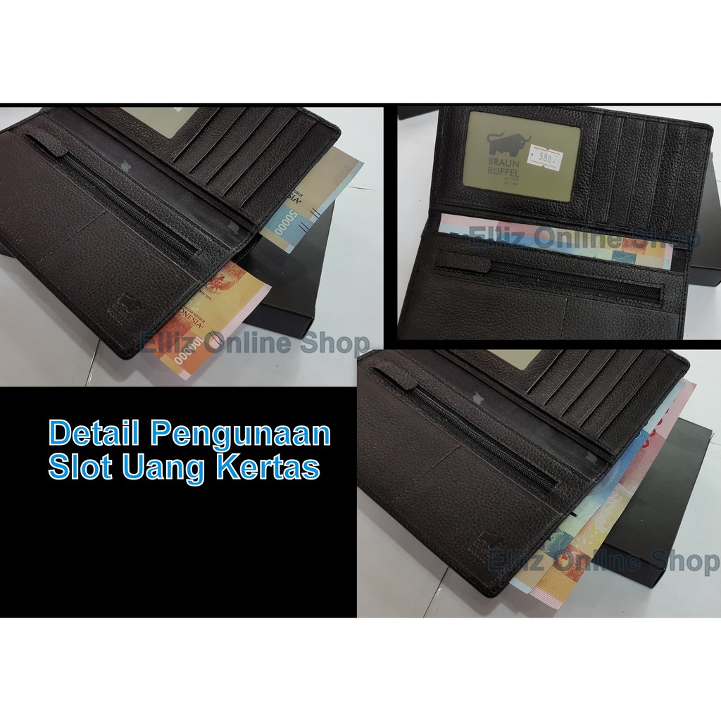 Dompet Panjang Pria Braun Buffel 588 BLACK Slim - Motif Kulit Jeruk