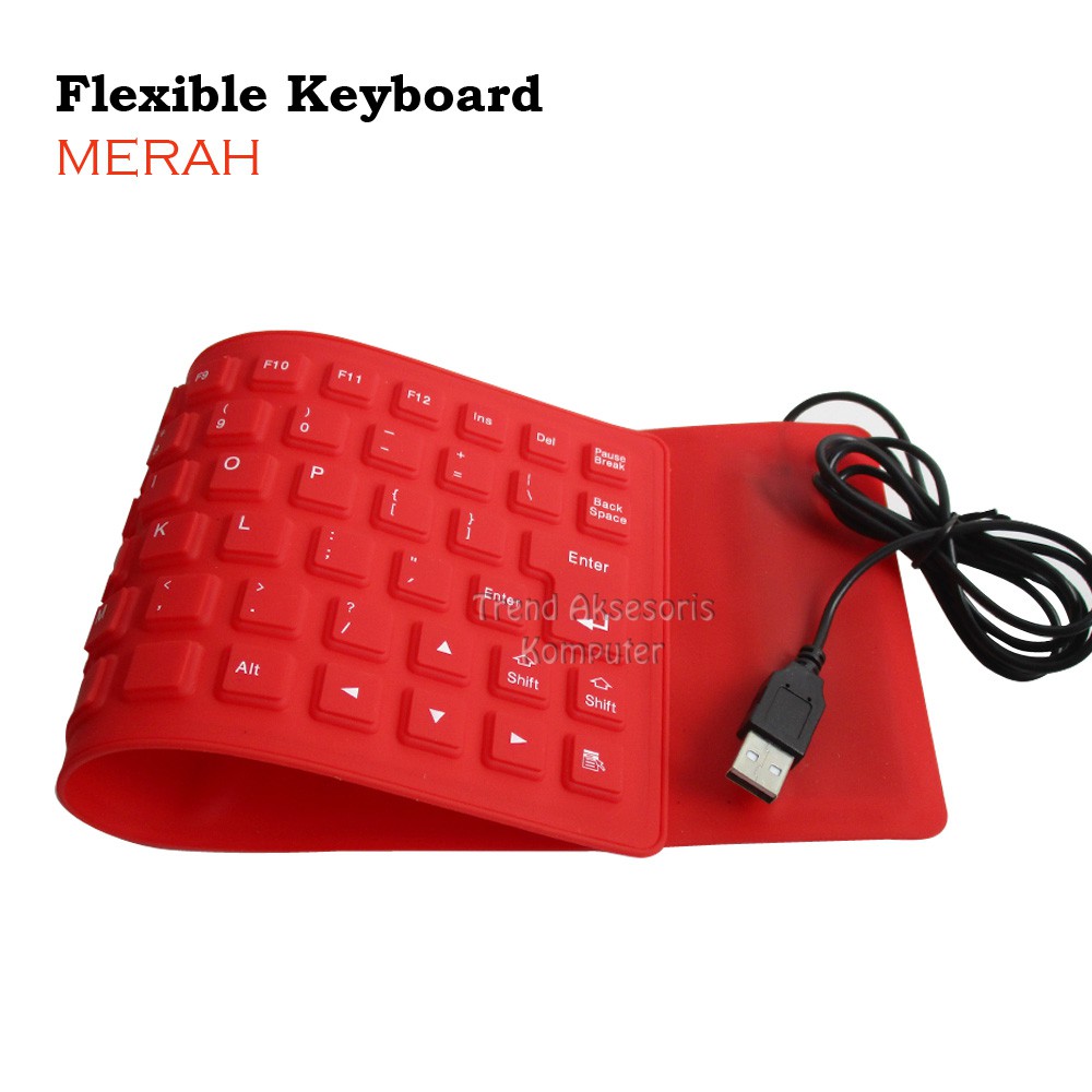 Trend-Keyboard Elastis USB 2.0 Keyboard Flexible Kabel Silicon Keyboard Lipat Waterproof Anti air Flexibel