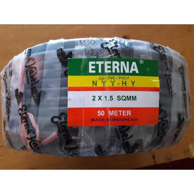 Eterna Serabut Kabel NYYHY / NYMHY 2x1,5mm Serabut Putih/Hitam Random Khusus ECER/PERMETER)