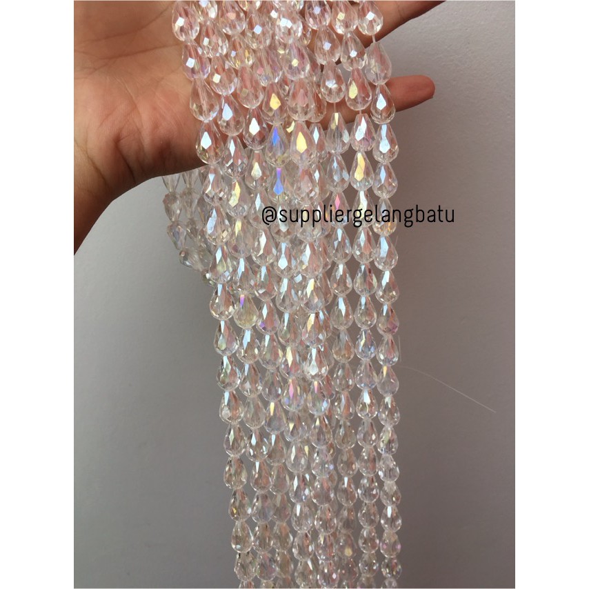 kristal Tetes ceko 15mm x 10mm WHITE QUARTZ putih bening bahan findyka fashion craft fashion diamond