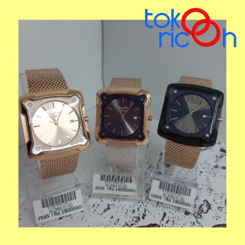 (Toko RICOH) Alexandre Christie 3030 - jam tangan wanita rosegold / tali pasir