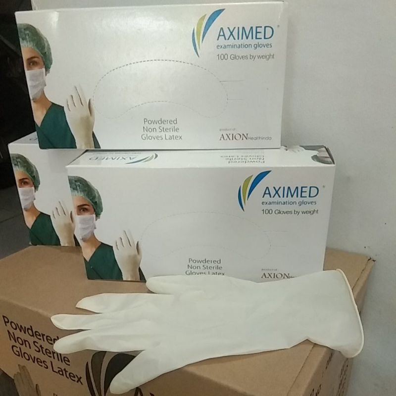 AXIMED Latex examination gloves Powdered isi 100 pcs pakai box