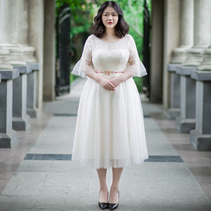 Gaun Pesta 1908012 Big Size Putih Party Dress Gown