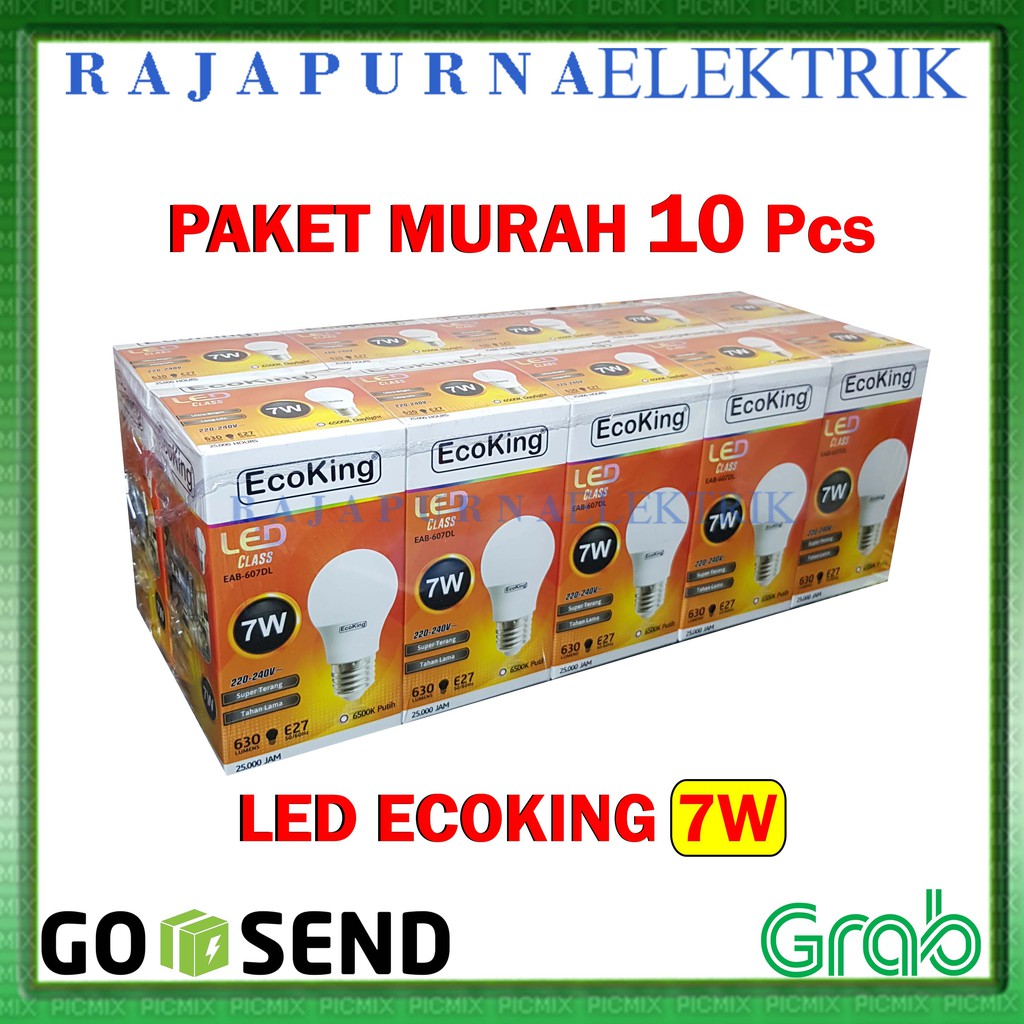 LAMPU LED 7W - 7 watt ECOKING SUPER TERANG - TAHAN LAMA (PAKET 10Pcs)