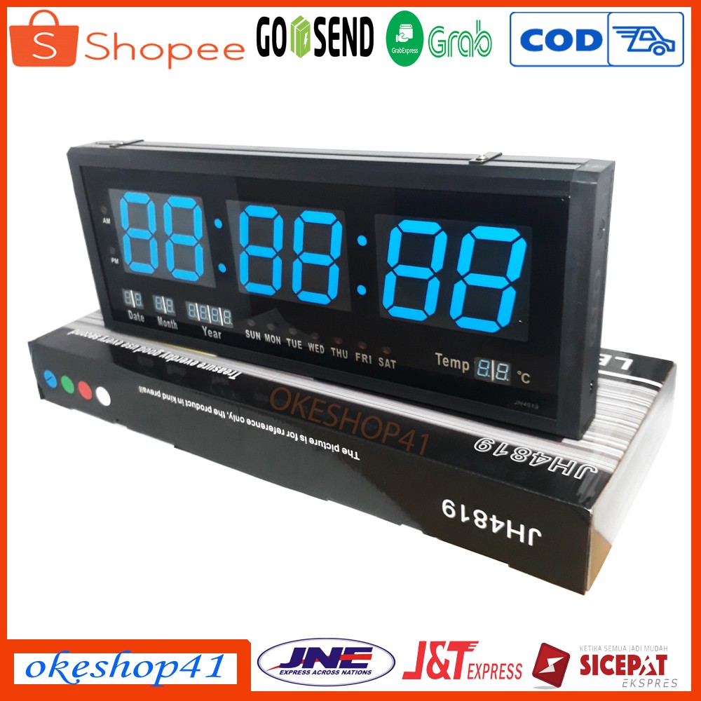 Jam Dinding Digital LED Clock 4819 Biru