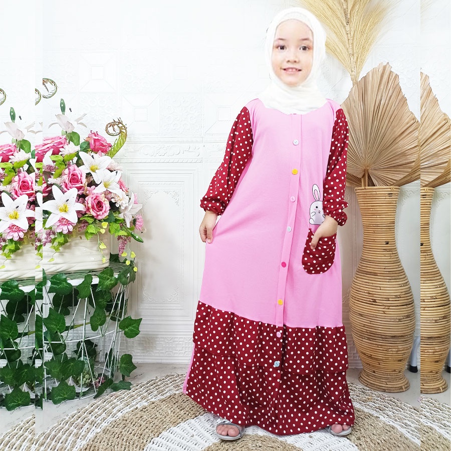 PEVITA ANAK ONDE POLKADOT DRESS GAMIS 2-12tahun GL FASHION