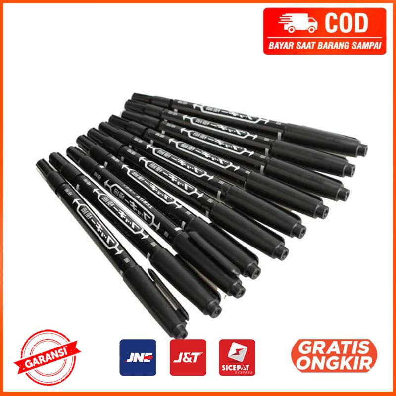 Spidol Permanen Dual Head Marker Waterproof 10 PCS DH100