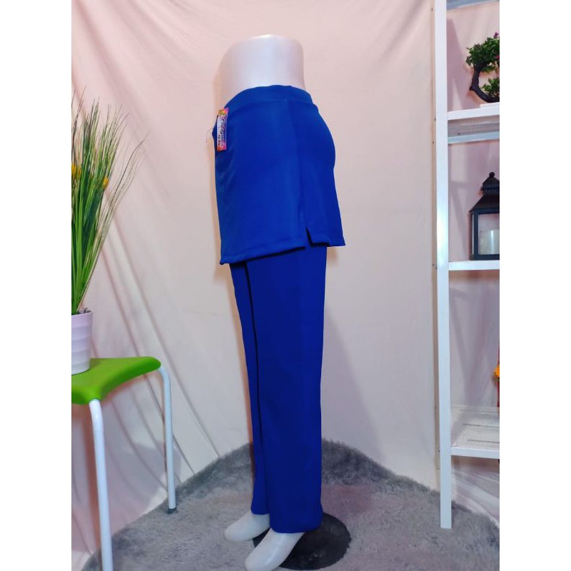 celana senam rok biru elektrik