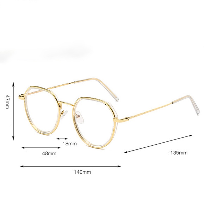 Frame Kacamata Fashion Wanita Anti Radiasi Korean Kaca Mata Radiasi Bulat Eyeglasses-Won