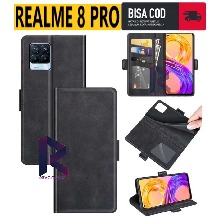 CASING DOMPET REALME 8 PRO FLIP WALLET LEATHER KULIT PREMIUM SARUNG BUKA TUTUP FLIP CASE REALME 8 PRO