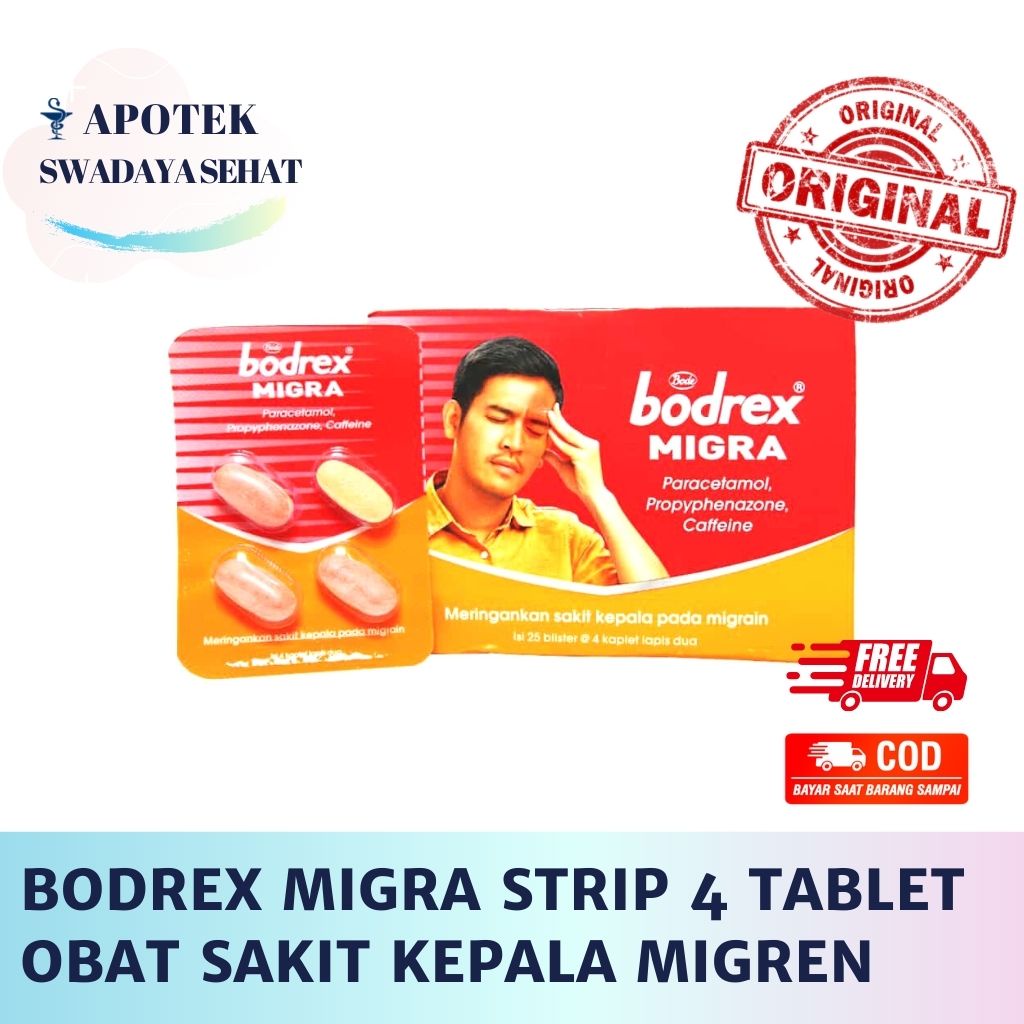 BODREX MIGRA Strip 4 Tablet - Obat Sakit Kepala Migrain Migren