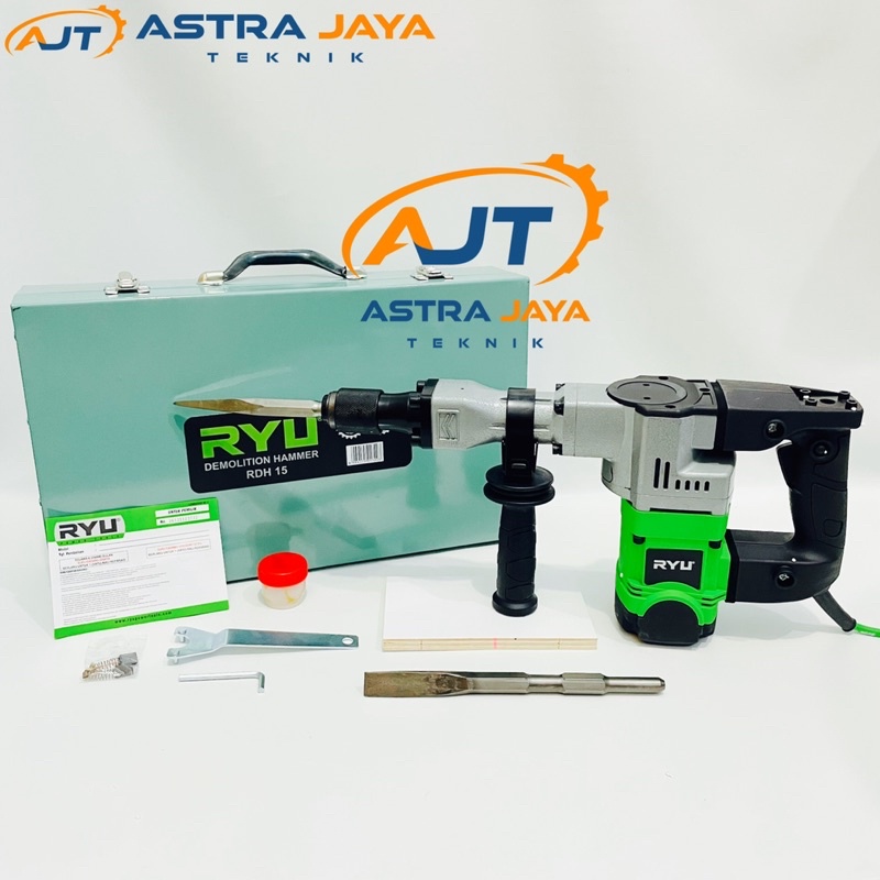 RYU RDH15 Jack Hammer 7KG Mesin Bobok Demolition Hammer / Bor Pemecah Penghancur Beton Tembok