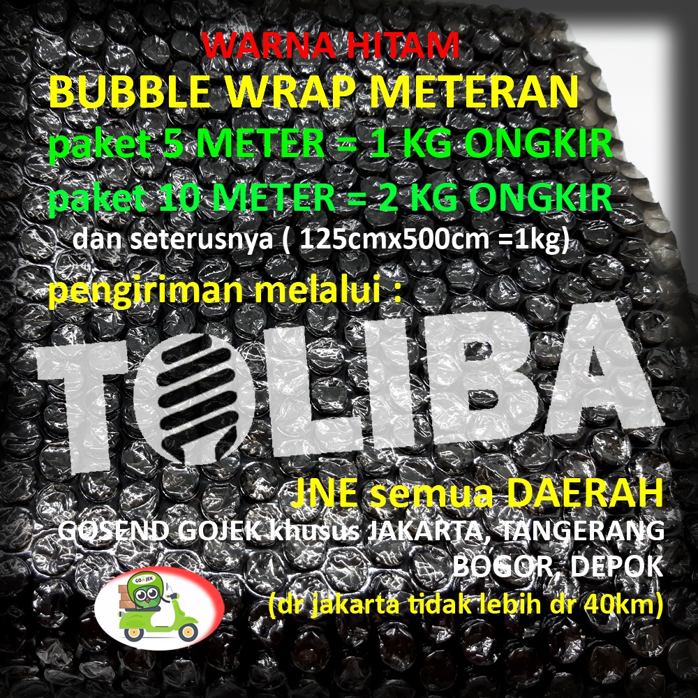 Bubblewrap jual bubble wrap 125x100cm meter tebal warna hitam / bublewrap buble wrap