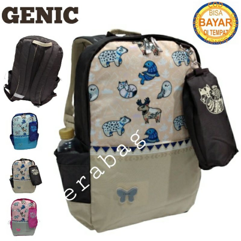 GENIC tas ransel sekolah perempuan free raincover  29361