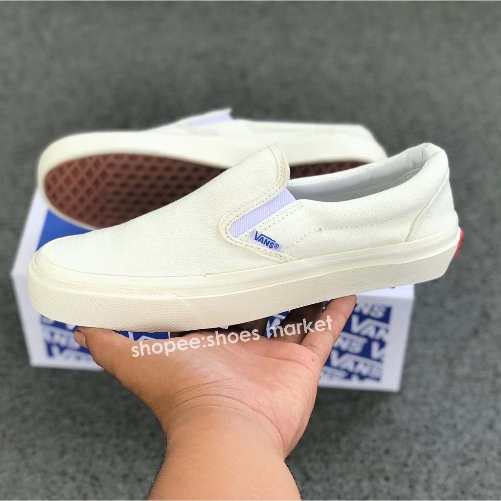 Vans Slip On Og Off White Full Cream Box Biru