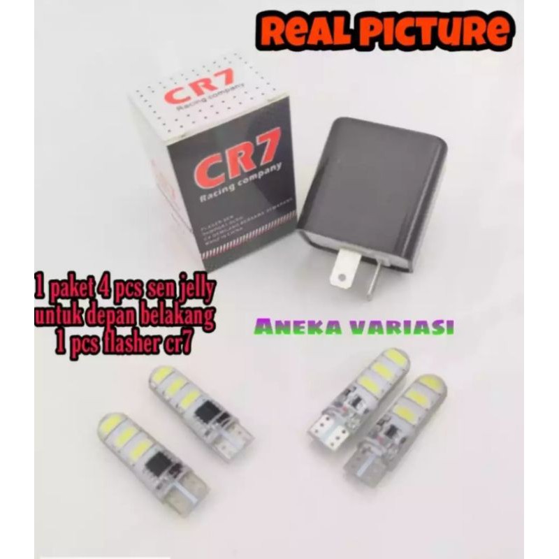 paket lampu sen jelly putih 4 pcs depan belakang +flasher cR7