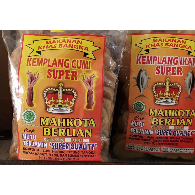 

Kemplang mentah asli Bangka ikan / cumi cap mahkota