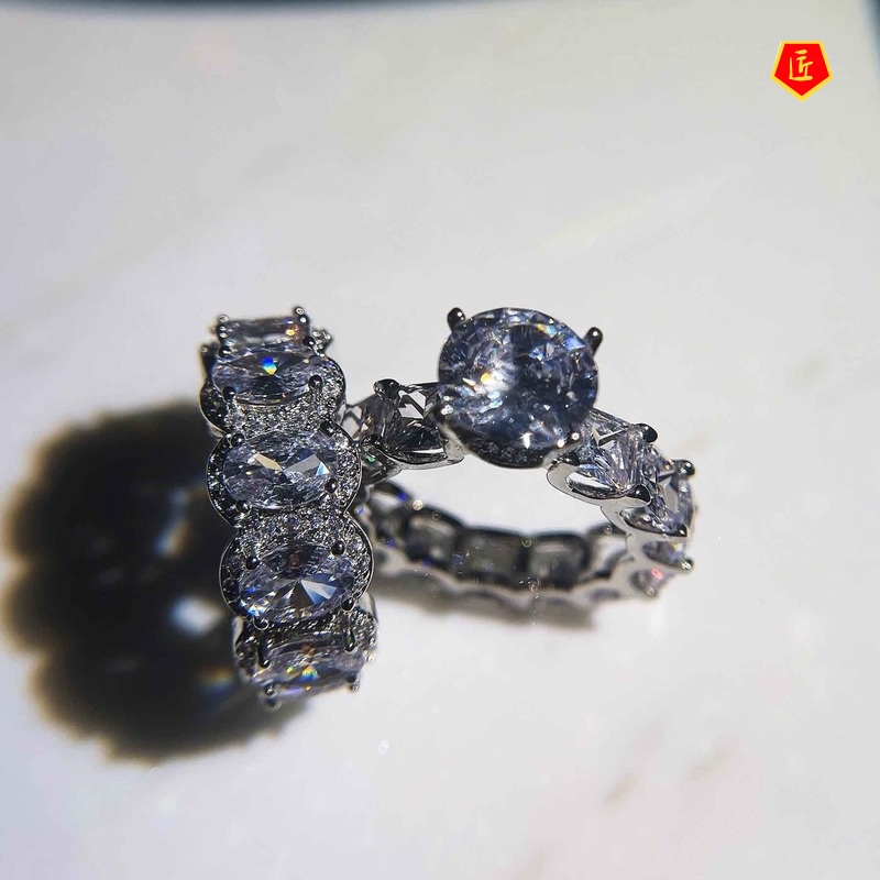 [Ready Stock]Luxury Fashion Shining Moissanite Ring Set