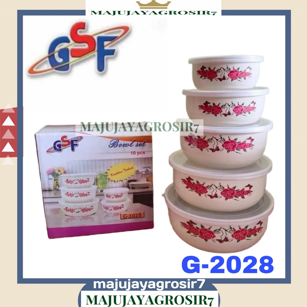 BOWL SET 10PCS GSF G-2028 / MIXING BOWL GSF ENAMEL SET / RANTANG SUSUN 5 SUSUN GSF 2028 / GSF G 2028