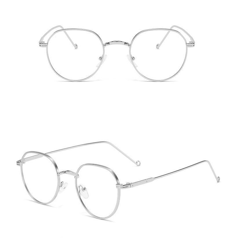 Roselife Kacamata Frame Bulat Kecil Bahan Metal Gaya Korea Untuk Wanita