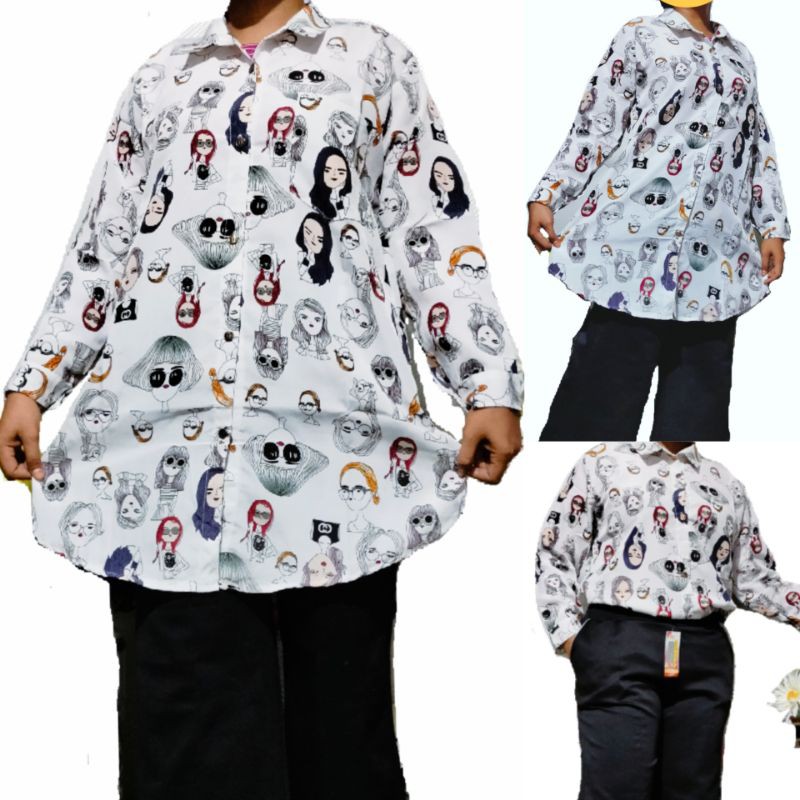 TUNIK KARAKTER WAJAH/tunik motif wajah/tunik lengan panjang/baju tunik panjang