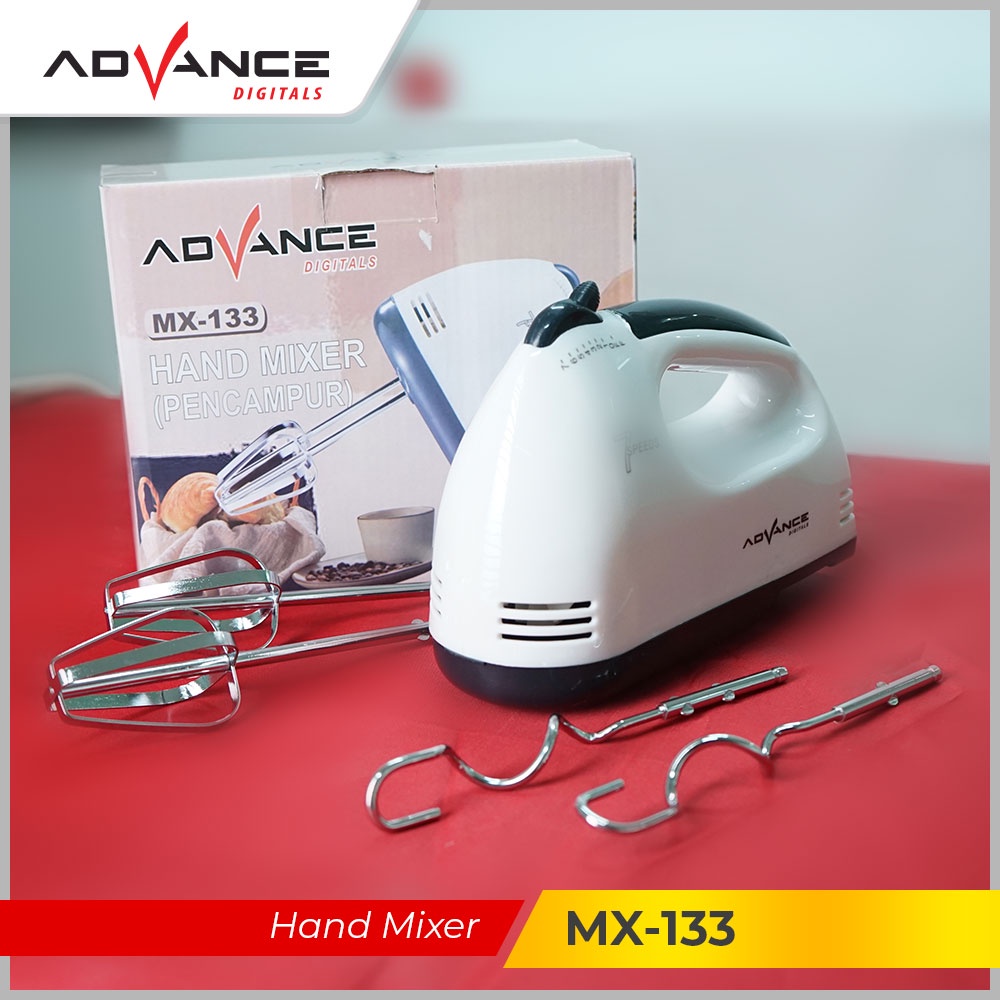 Advance Hand Mixer MX133 Alat Pengocok Telor Pengaduk Adonan dengan 7 Kecepatan Otomatis Garansi 1 Tahun