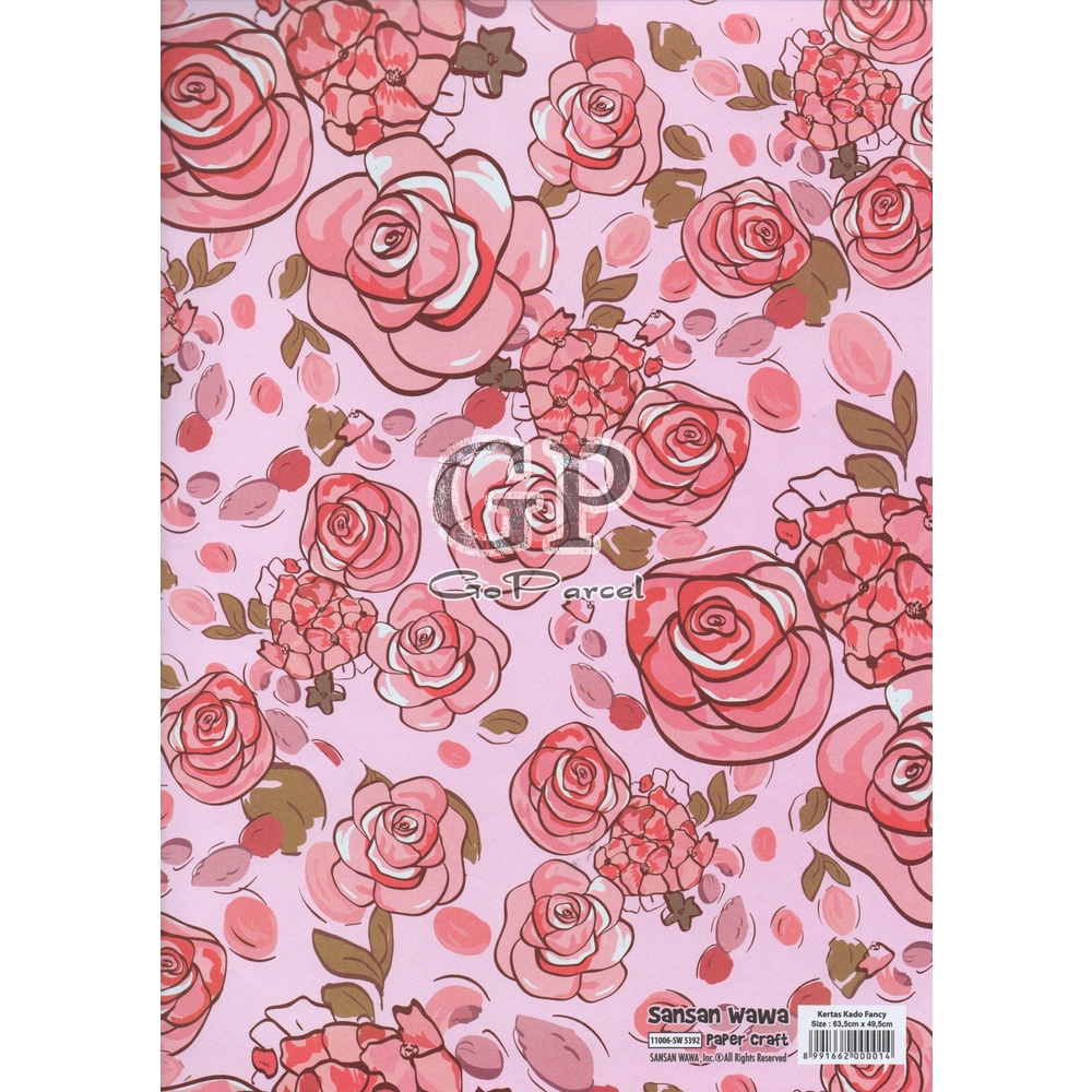 ( 5 Lembar ) IMLEK SANWA - Limited Edition!  KERTAS KADO - GIFT WRAP PAPER SANWA SANSAN WAWA CNY CHINESE NEW YEAR EDISI SPESIAL / RED ROSE / FLOWER / TULISAN CHINESE FU / WEDDING