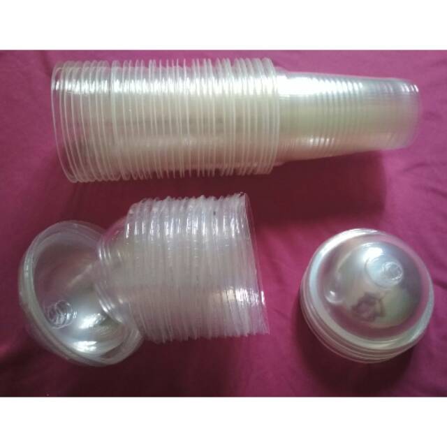 Gelas Cup Plastik Jus 16oz + Tutup Cembung