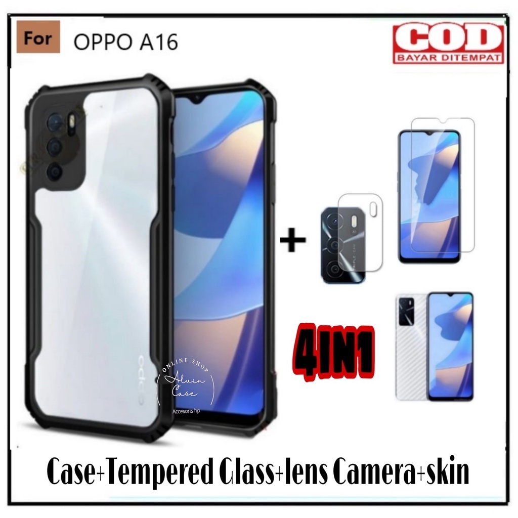 PROMO 4IN1 CASE XUNDD OPPO A16 SOFTCASE SHOCKPROOF TRANSPARAN PROTECT CAMERA