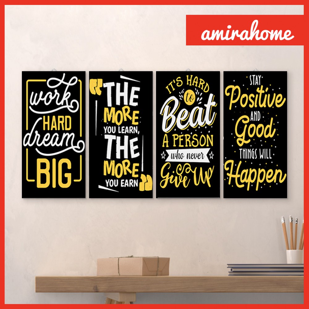 Poster Kayu Hiasan dinding Dekorasi Kamar Rumah Ruangan Poster vinyl Quote Motivasi