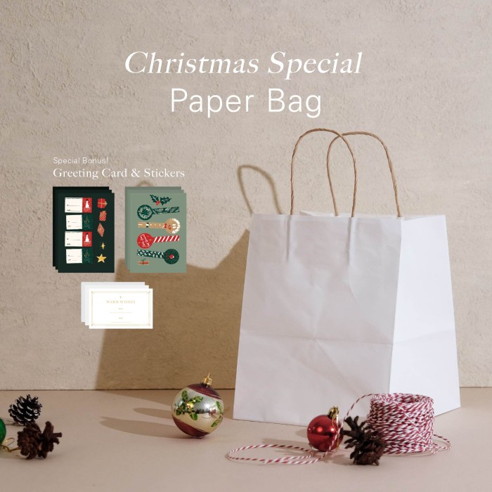 

✨ BISA COD ✨ paper bag polos "Christmas Edition" uk.25X25X24 cm (isi 10 pcs)
