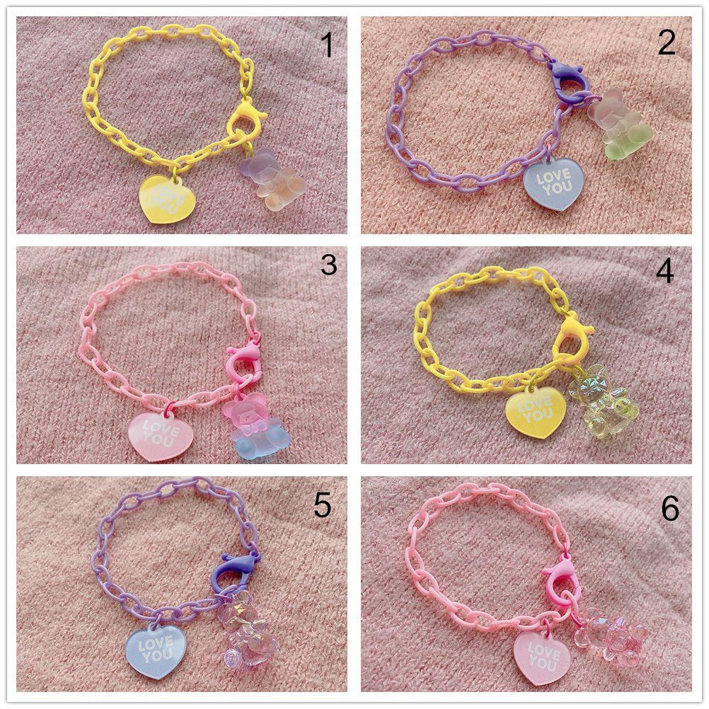 Lily Gelang Perhiasan Aksesoris Wanita Gadis Hati Kreatif Colorful Pendent Bears Bracelet