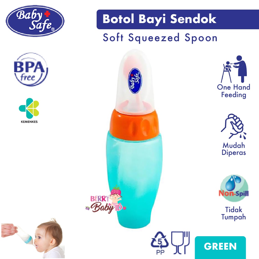 Baby Safe Botol Sendok Bayi Bottle Spoon Soft Squeeze BBS011 Berry Mart