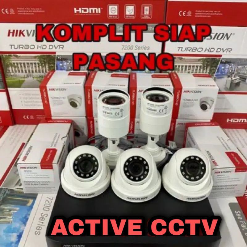 PAKET KAMERA CCTV HIKVISION 5 CAMERA 2mp 8 CH CHANNEL 1080p FULL HD KOMPLIT