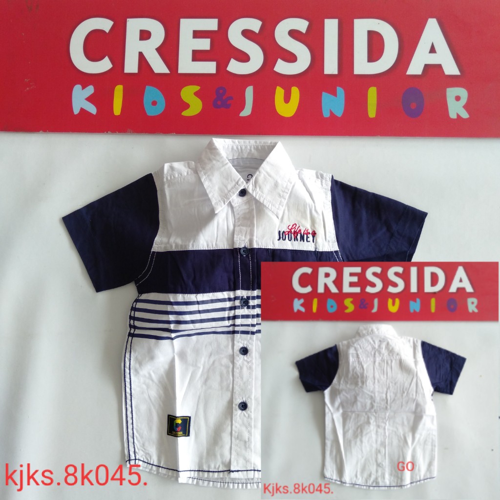 gos CRESSIDA KIDS KEMEJA Anak Slimfit Hem Atasan Lengan Pendek Anak Cowok