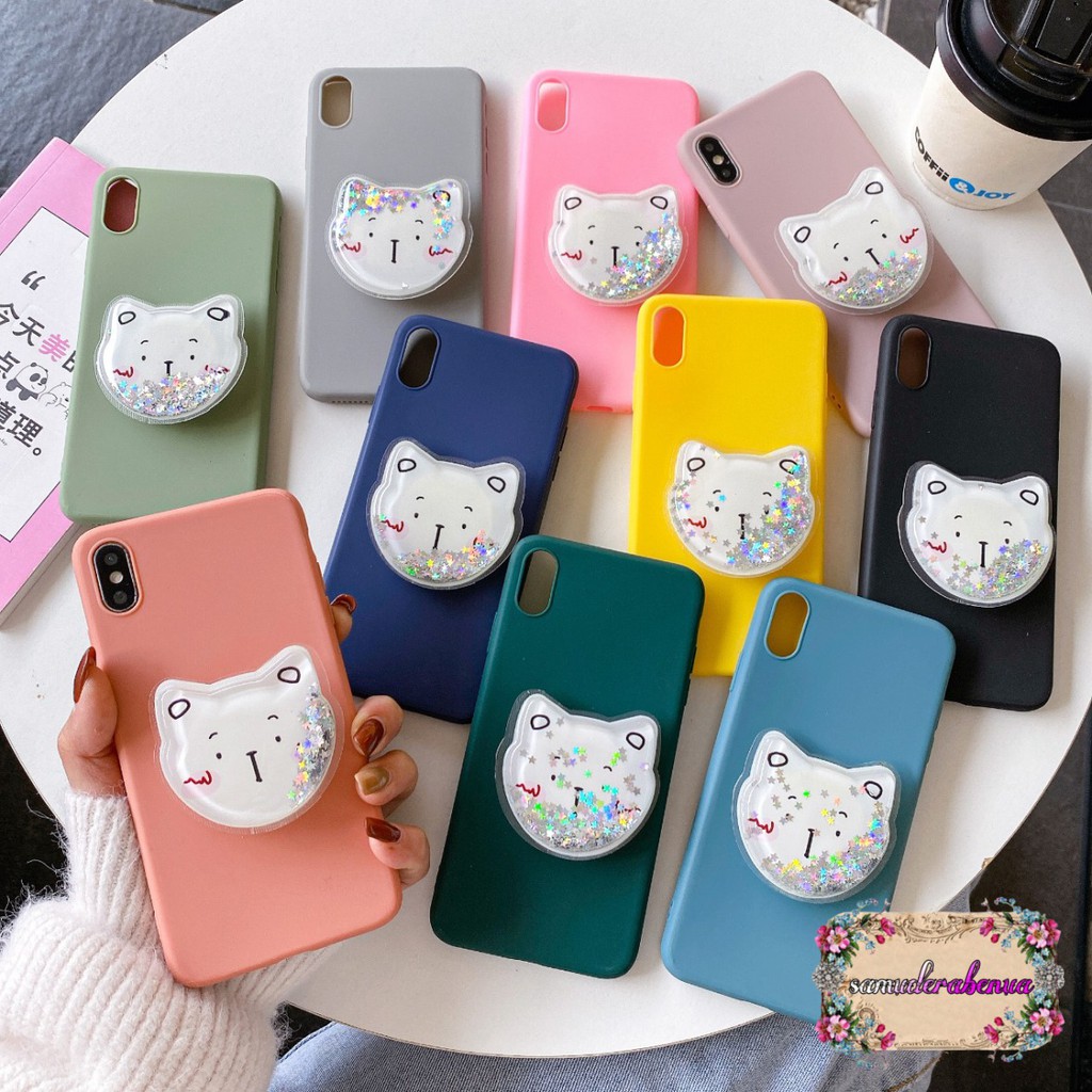 Softcase Popsocket Glitter Candy Realme C1 C2 C3 5 5i 5s 6 Pro C17 7i 7 Narzo 20 Pro SB708