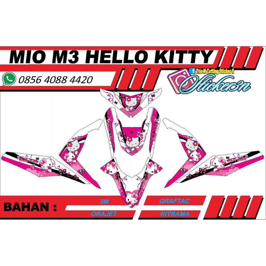 Decal Full Bodi Mio M3 Hello Kitty, decal mio m3 fullbodi hello kitty, decal yamaha mio z fullbodi, 