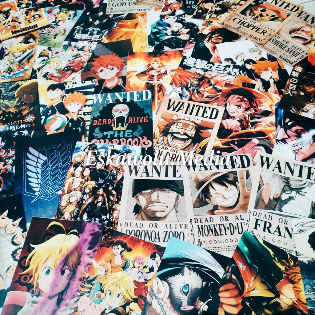 [PAKET POSTER DINDING ISI 10pcs] ANIME ATTACK ON TITAN, HAIKYU, TOKYO REVENGERS, KIMETSU NO YAIBA-1