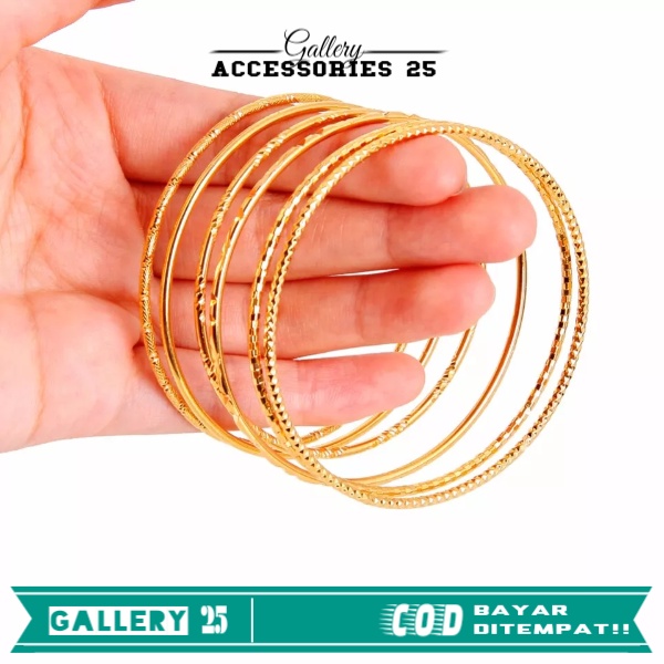 Gelang Keroncong Titanium lapis Emas Gelang Tangan Wanita Dewasa
