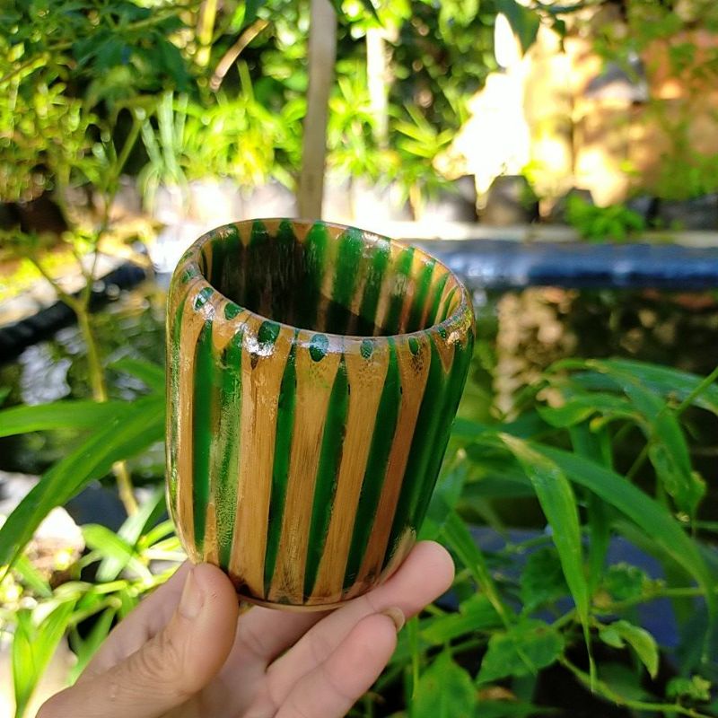 cangkir hias dari bambu dan resin//kerajinan resin//kerajinan bambu