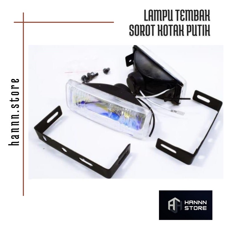 LAMPU KABUT FOGLAMP MOTOR MOBIL KOTAK BULAT KUNING / PUTIH / LAMPU TEMBAK HALOGEN