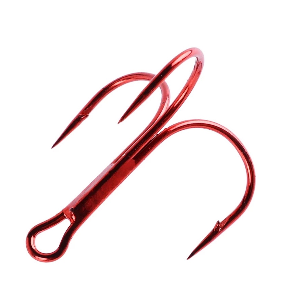 QUINTON Fishing Tackle Treble Hook Pesca Red Hooks Fishing Hooks Bent Round Fishing Accessories For Saltwater Bass 20pcs/lot 2/4/6/8/10# High Carbon Steel