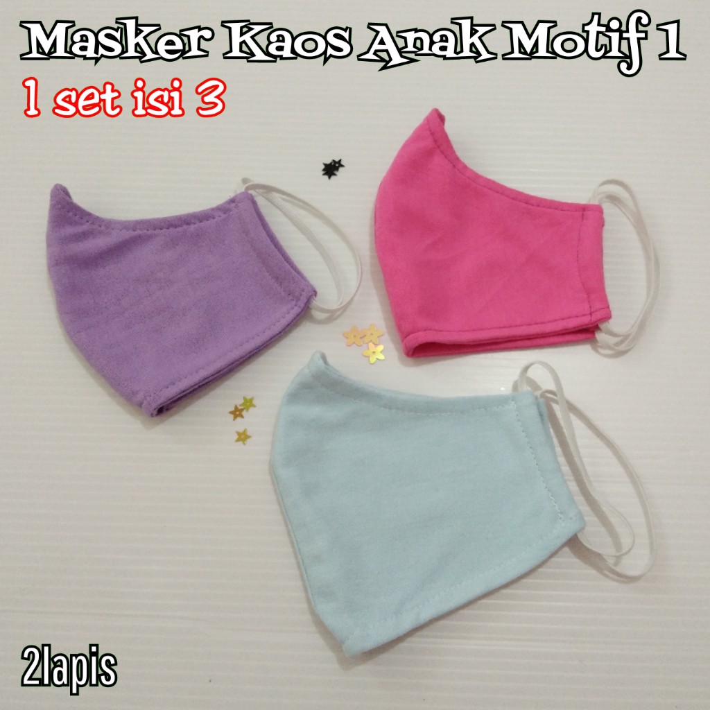 Masker Kain Anak Pelindung Mulut & Hidung Motif Bahan Kaos