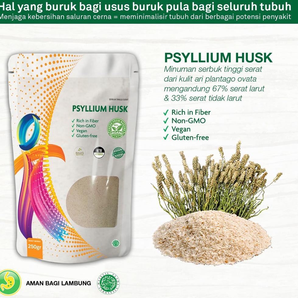 

Anek4,,PSYLLIUM HUSK 250 GRAM HALUS MURNI (50x saji) - MINUMAN SERBUK TINGGI SERAT ALAMI |siap Diord