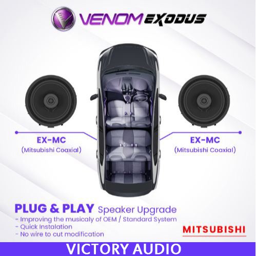 Speaker Coaxial 2-Way Venom Exodus EX-MC 6.5 Inch PnP OEM Mitsubishi Mid Bass Built in Tweeter Origi