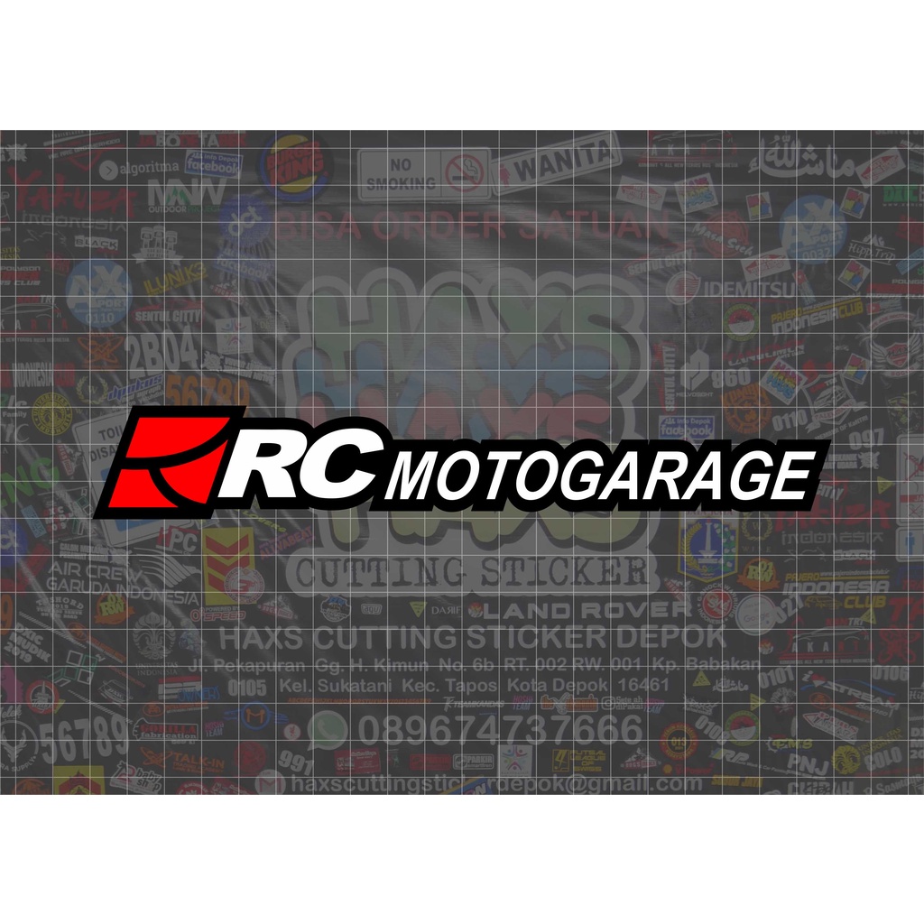 Cutting Sticker Logo RC Motogarage Ukuran 20 Cm