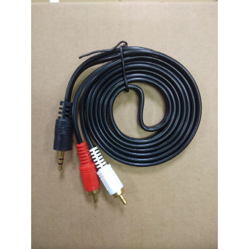 Kabel Aux Jack Audio 3.5mm To 2 RCA Male 2 in 1 Panjang 1.5M