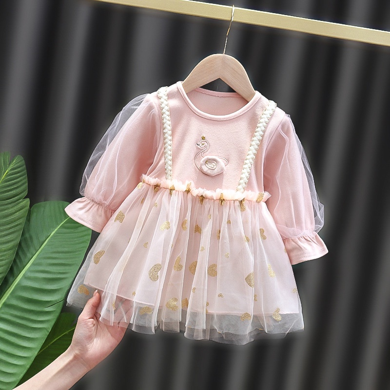 SALE DR99-Dress Bayi Anak Perempuan Love Swan Tutu